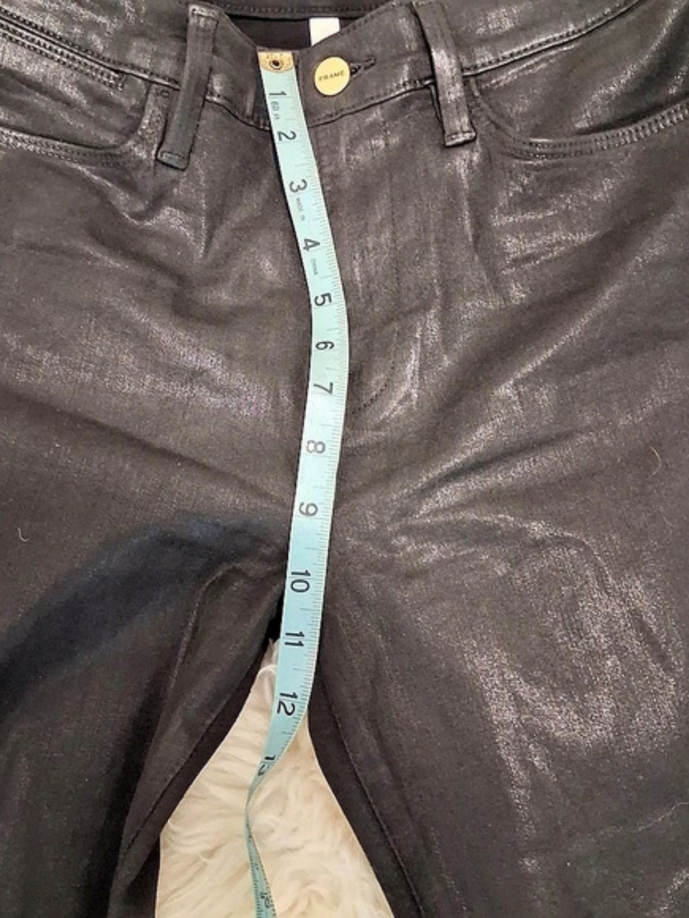 FRAME Le High Flare Coated Flare Jeans in Black Waist 29 - Picture 10 of 10